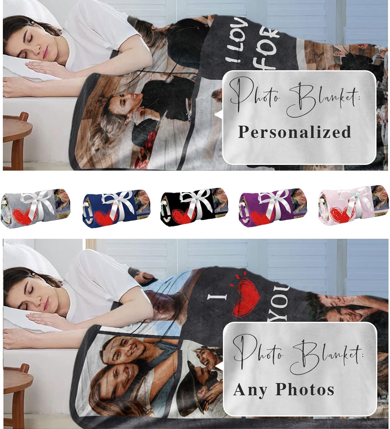 I Love You Couples Gifts Custom Photo Blanket