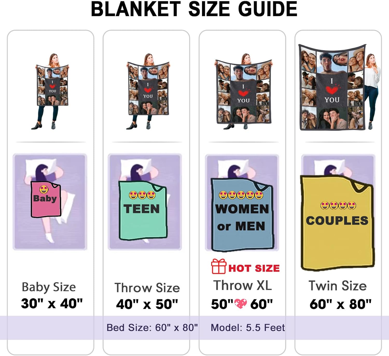 I Love You Couples Gifts Custom Photo Blanket